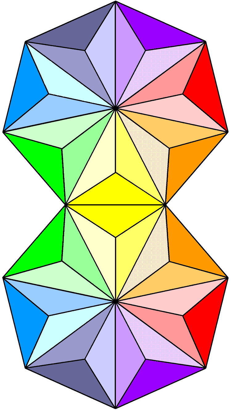 137 corners, sides & triangles surround the centres of two joined, Type B polygons