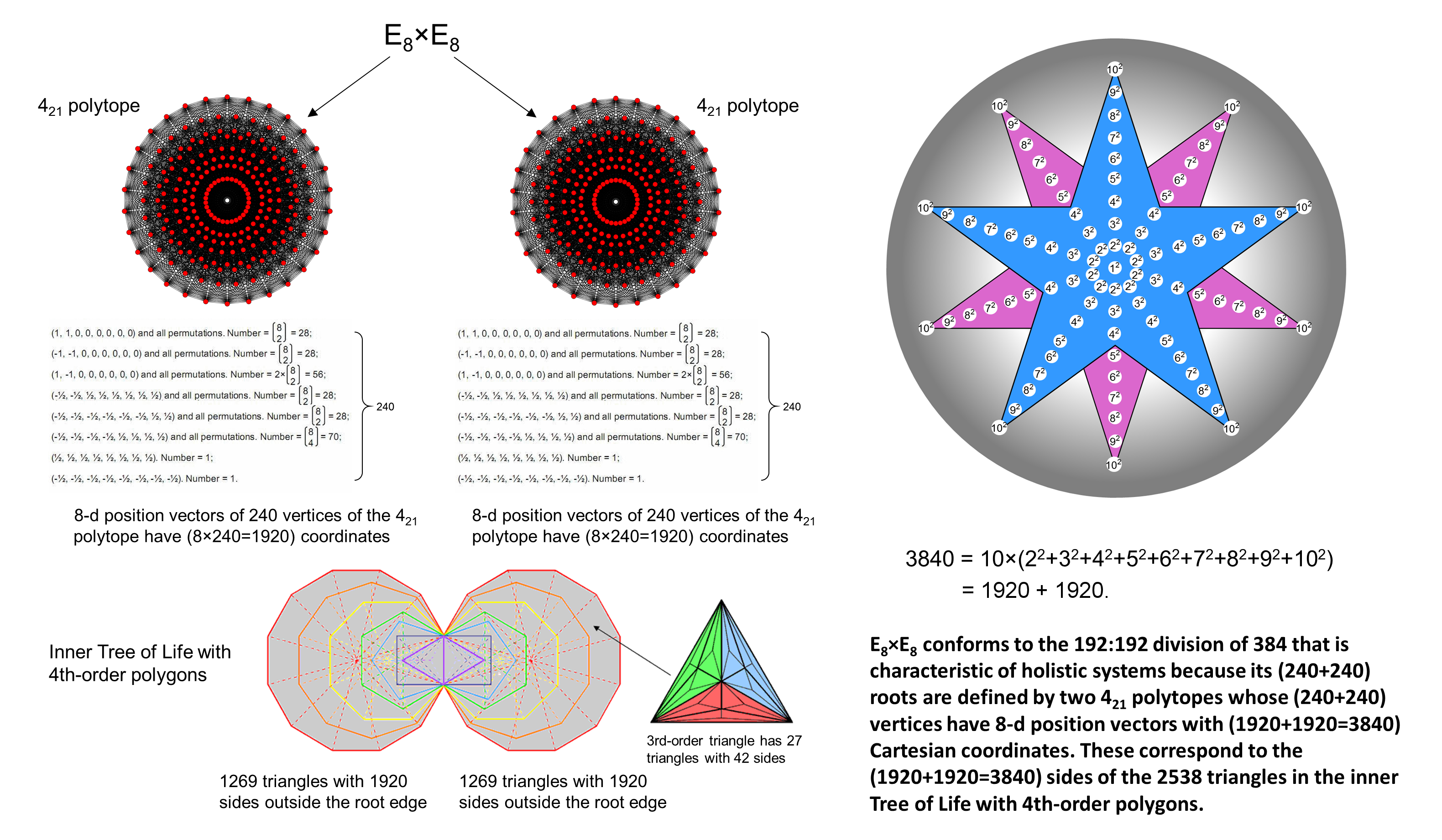 3840 coordinates of 480 roots of E8xE8 embody the holistic parameter 384