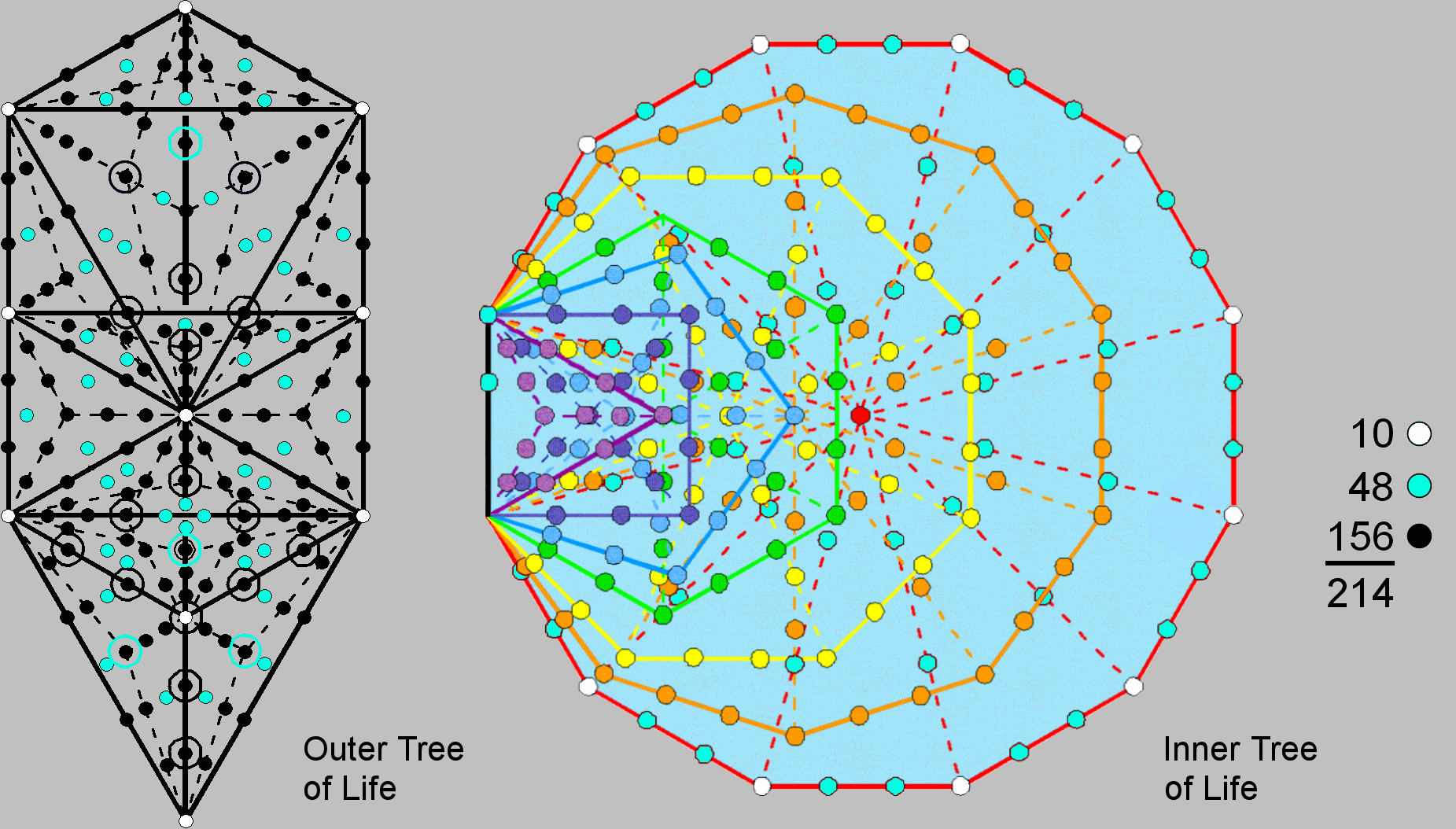214 embodied in Tree of Life and 7 enfolded polygons