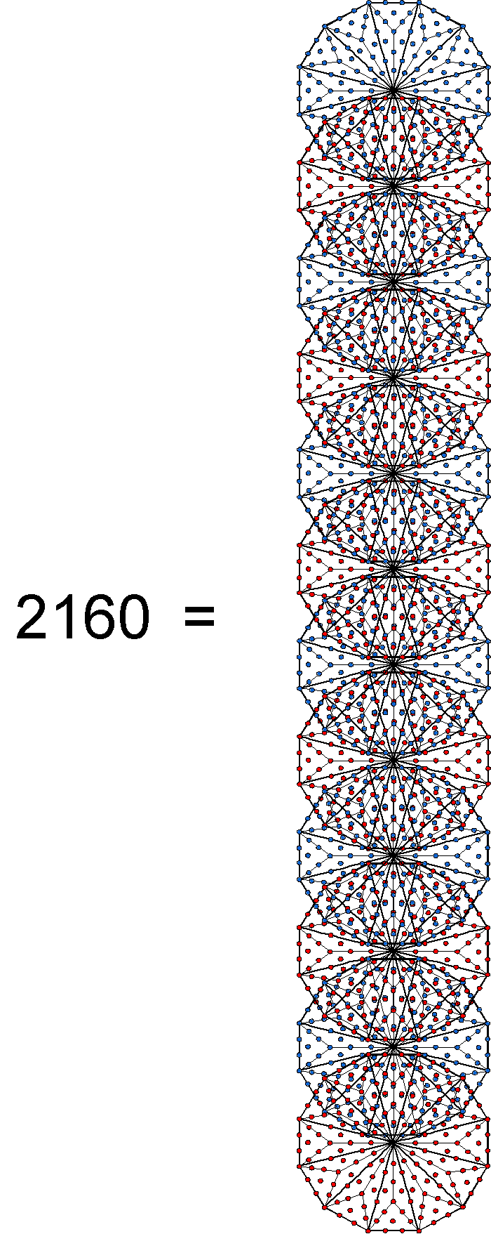 2160 yods surround centres of Type B dodecagons enfolded in 12 Trees