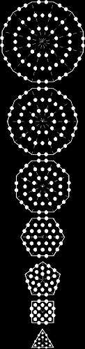 240 hexagonal yods in 7 separate polygons