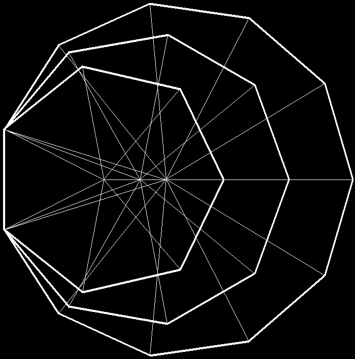 26 corners of sectors of 3 enfolded, absent polygons
