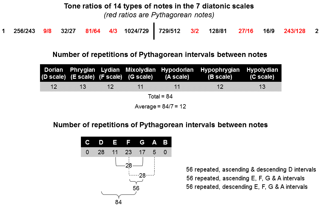 3x56 repeated, ascending & descending intervals in 7 diatonic scales