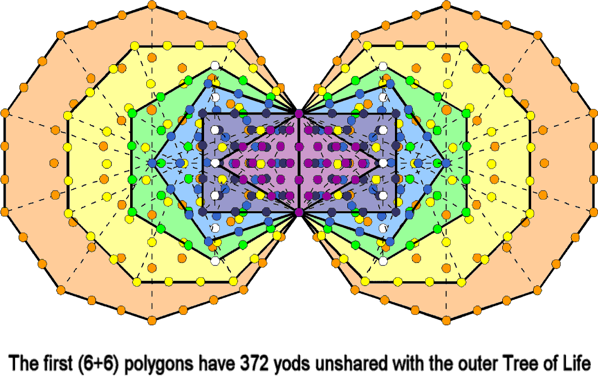 372 unshared yods in first (6+6) enfolded polygons