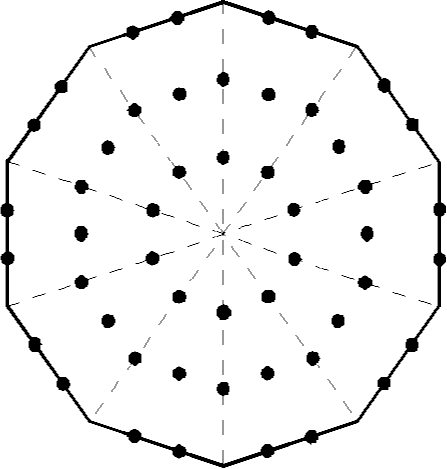 50 hexagonal yods in decagon