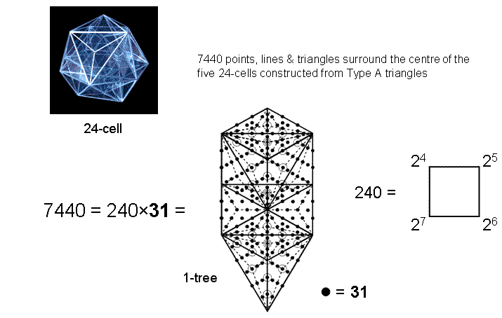 7440 geometrical elements in 5 24-cells