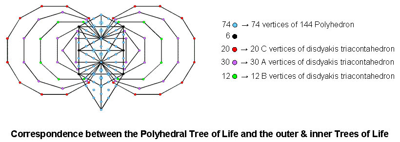 Correspondence between Polyhedral, outer & inner Trees of Life