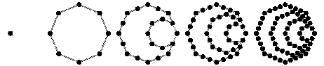 The first 5 octagonal numbers