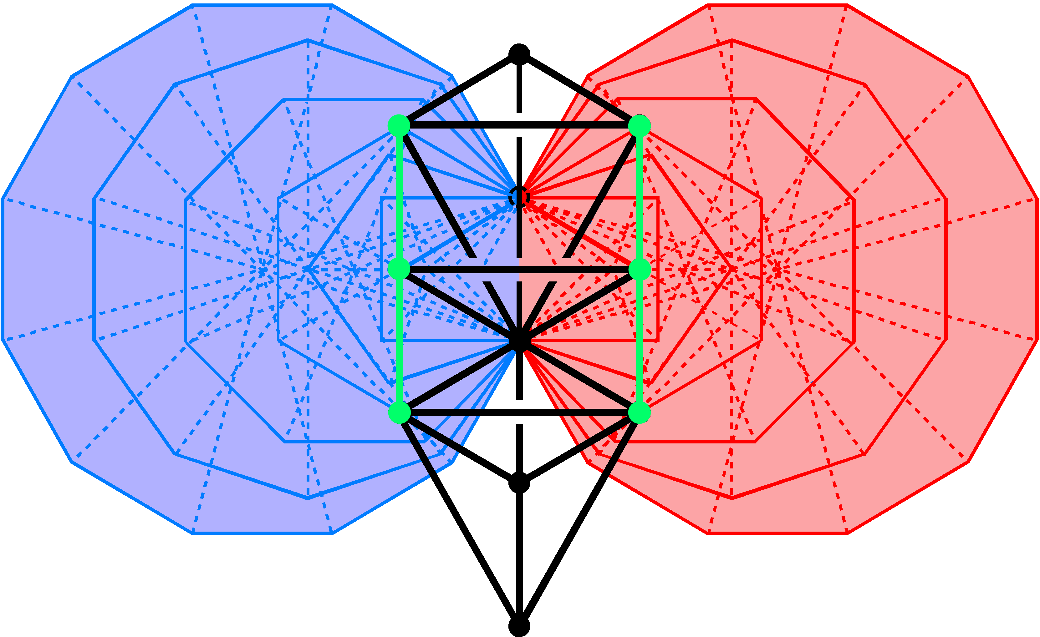 shared geometrical elements in outer and inner Trees of Life