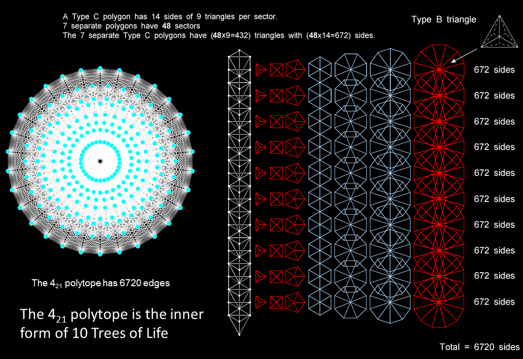 421 polytope as inner form of 10 Trees of Life