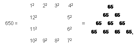 square representation of 650