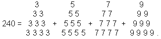 Tetractys representation of 240